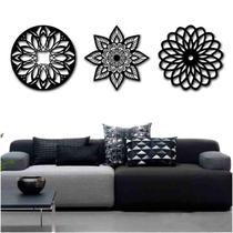 Kit 3 Mandalas Decorativas Mdf 40X40 Vazado Branco Modelo 2