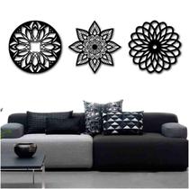 Kit 3 Mandalas Decorativas Mdf 60X60 Vazado Branco Modelo 3