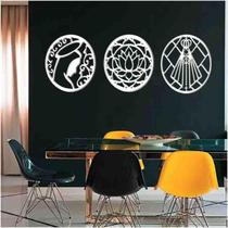 Kit 3 Mandalas Decorativas Mdf 60X60 Vazado Marrom Modelo 3