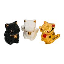Kit 3 Maneki Neko Gato Da Sorte Atrai Dinheiro Riqueza
