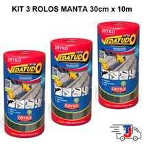 KIT 3 Mantas Adesiva Asfaltica Telhados 30cm - Rolo c/ 10metros - Aluminizada - Dryko KIT 3 Mantas Adesiva Asfaltica Telhados 30cm - Rolo c/ 10metros - Aluminizada - Dryko
