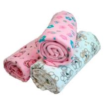 Kit 3 Mantas Coberta Bebê Menina Suaves Delicadas Algodão Kit 3 Mantas Coberta Bebê Menina Suaves Delicadas Algodão