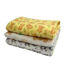 Kit 3 Mantas Neutras Algodão Bebê Unissex Sortida Quentinhas