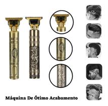 Kit 3 Máquina Profissional Acabamento Cabelo Barba Recarregável Dragão