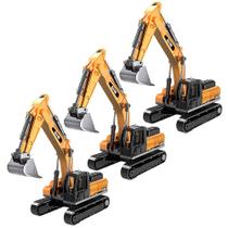 Kit 3 Máquinas Escavadeira em Miniatura Realista Articulada de Esteira Coleção 1:64