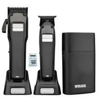 Kit 3 Máquinas Wmark Profissional NG2053A NG2054A NG998 Original Corte Acabamento Shaver Cortador de Cabelo Barba Detalhes Pezinho Maquininha Barber