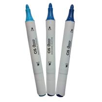 Kit 3 Marcador Criativo Flow Tons de Azul - Ponta Dupla Cis