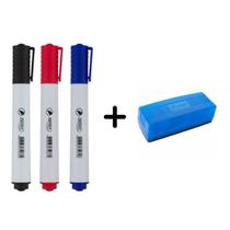 Kit 3 Marcador de Quadro Branco BRW + Apagador Pilot