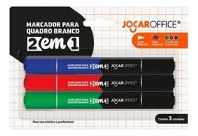 Kit 3 Marcadores Quadro Branco 2 Em 1 Jocar Office 4 Cores