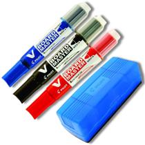 Kit 3 Marcadores Quadro Branco Recarregável + Apagador de Quadro Branco PILOT