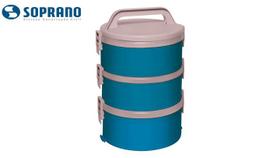 Kit 3 Marmita Térmica Marmitex Termoprato 1,5l Almoço Lanche Tekcor 1S 1D 1T azul - Soprano