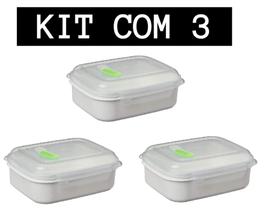 Kit 3 Marmitas Due C/ Divisória Valv. 600ML REF 197