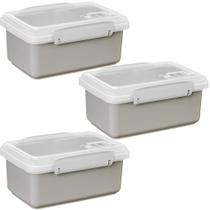 Kit 3 Marmitas Microondas Retangular Pote Vasinha Pequena Com Travas Válvula Fit Divisória Salada Kit 3 Marmitas Microondas Retangular Pote Vasinha Pequena Com Travas Válvula Fit Divisória Salada