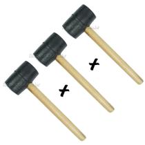 Kit 3 Marretas De Borracha Cabo Madeira Xingu XV1337 - 24 Cm