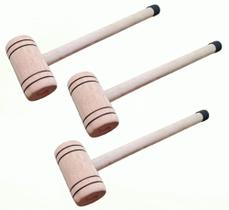 Kit 3 Martelos De Madeira Para Bater Pneu Caminhão Carreta