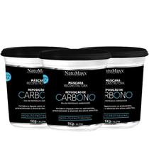 Kit 3 Máscara Capilar Reconstrutora Reposição Carbono NatuMaxx 1Kg