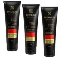 Kit 3 MASCARA COLORANTE VERMELHA REAVIVA A COR E TRATA 250 GR