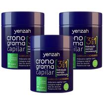 Kit 3 Mascara Cronograma Capilar 3 Em 1 Tratamento Cabelos Cacheados Vegano Yenzah 480g