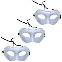 Kit 3 máscaras básica lisa branca carnaval baile halloween