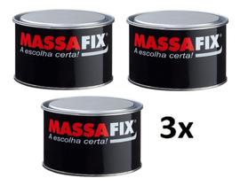 Kit 3 Massa Plástica Cinza Adesivo 400g C/ Catalisador Kit 3 Massa Plástica Cinza Adesivo 400g C/ Catalisador