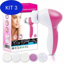 Kit 3 Massageador Derma Spa Aparelho Limpeza Facial Esfoliante