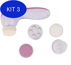 Kit 3 Massageador Facial 5 Em 1 Limpeza Pele Esfoliante Portátil
