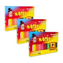 Kit 3 Massinha De Modelar 12 Cores Magix 130g Multicolor