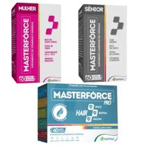 KIT 3 Masterforce Hair + Senior + Mulher 60 cápsulas