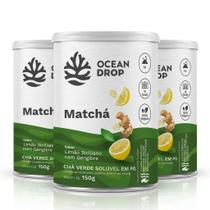 Kit 3 Matchá Chá Verde em Pó Ocean Drop Limão e Gengibre
