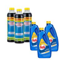 Kit 3 Maxfloc Hth + 3 Algicida De Manutençao E Limpeza Piscina
