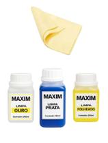 Kit 3 Maxim 250Ml Limpa Chapeados Prata 925 Jóias Ouro 18K +
