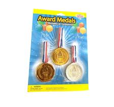 Kit 3 Medalhas Plástico Premiação 1 Ouro 1 Prata 1 Bronze