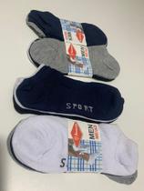 kit 3 meia algodão feminina soquete cano curto cores sortidas 35-40