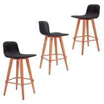 Kit 3 Meia Banquetas Línea em Eucalipto c/ Apoio Cobre Preto