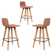 Kit 3 Meia Banquetas Línea Ergonômica em Linho Terracota