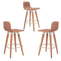 Kit 3 Meia Banquetas Línea Ergonômica Luxo Linho Terracota