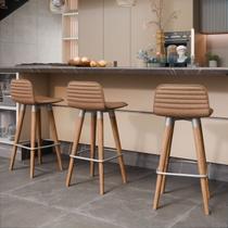 Kit 3 Meia Banquetas Línea p/ Bar e Bancada em Aço Terracota