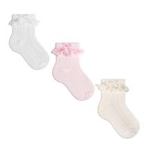 Kit 3 Meia festa bebe Infantil menina meia Infantil laço renda algodão delicada Kit 3 Meia festa bebe Infantil menina meia Infantil laço renda algodão delicada