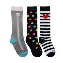 Kit 3 Meias 3/4 Infantil Cano Longo Colorida Galocha Patins