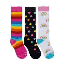 Kit 3 Meias 3/4 Infantil Cano Longo Colorida Galocha Patins Kit 3 Meias 3/4 Infantil Cano Longo Colorida Galocha Patins