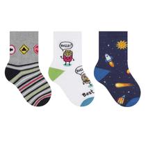 Kit 3 Meias Algodão bebe Selene Menino Várias Estampas Kit 3 Meias Algodão bebe Selene Menino Várias Estampas