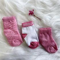 Kit 3 Meias Bebê Menina do 0 aos 6 meses FRU2321