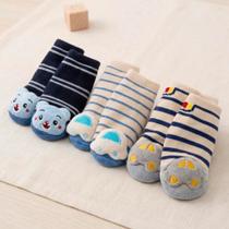 Kit 3 Meias Bebê Sortidas 3d Chocalho De 0 A 12 Meses 3463