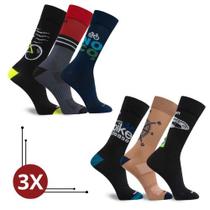 Kit 3 Meias Bike Ciclismo Corrida Cano Médio Masculina Rikam