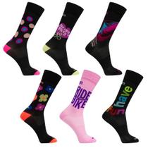 Kit 3 Meias Bike Femininas Ciclismo Corrida Cano Médio Color