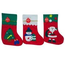 Kit 3 meias bota árvore de natal boneco de neve e papai noel