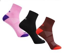 Kit 3 Meias c/ Dupla Camada Anti Bolhas Corrida Fitnes Rikam