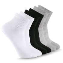 Kit 3 Meias Cano Curto Branco Preto Mescla Pimpolho Algodão Confortável Kit 3 Meias Cano Curto Branco Preto Mescla Pimpolho Algodão Confortável