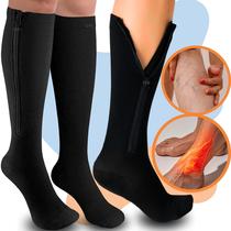 Kit 3 Meias Com Ponteira De Ziper Má Circulação Inchaço Nas Pernas