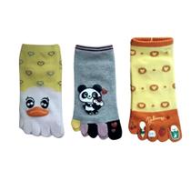 Kit 3 Meias Dedinho Chinelo Inverno Estampas Divertidas Confortavel